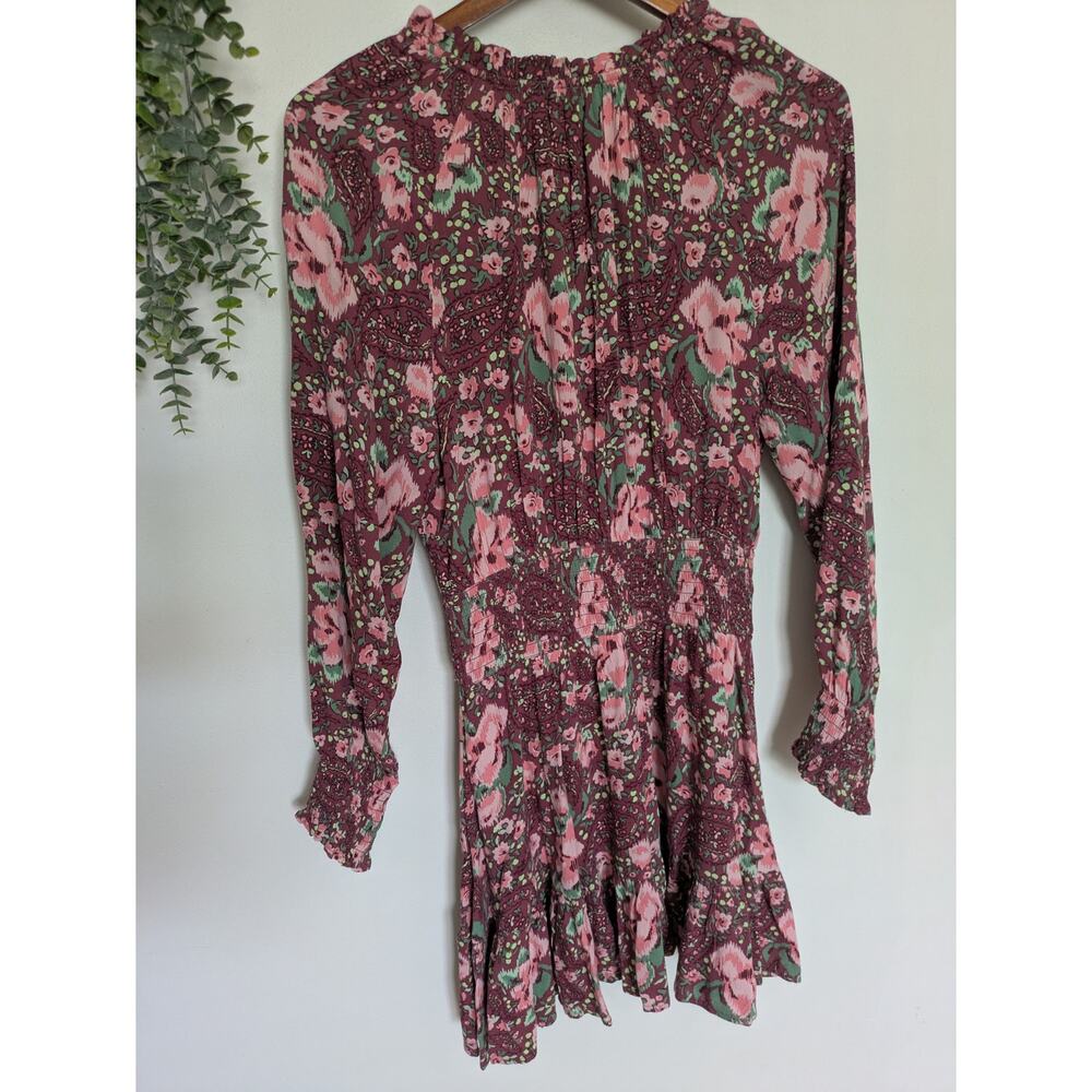 Aerie Long Sleeve Ruffle Floral Mini Boho Dress - Picture 5 of 5